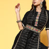 Dhiyona IE Deep Black Yoke Design Kurta with Solid Trousers