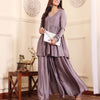 Dhiyona VA Women'sV-Neck Gotta Patti Long Sleeves A-Line Flared Kurta with Palazzo
