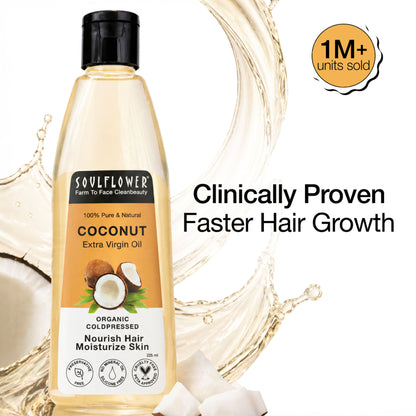 Soulflower Extra Virgin Coconut Oil for Dry, Frizzy Hair, Rough Skin, Wrinkle Reduction Cold Pressed