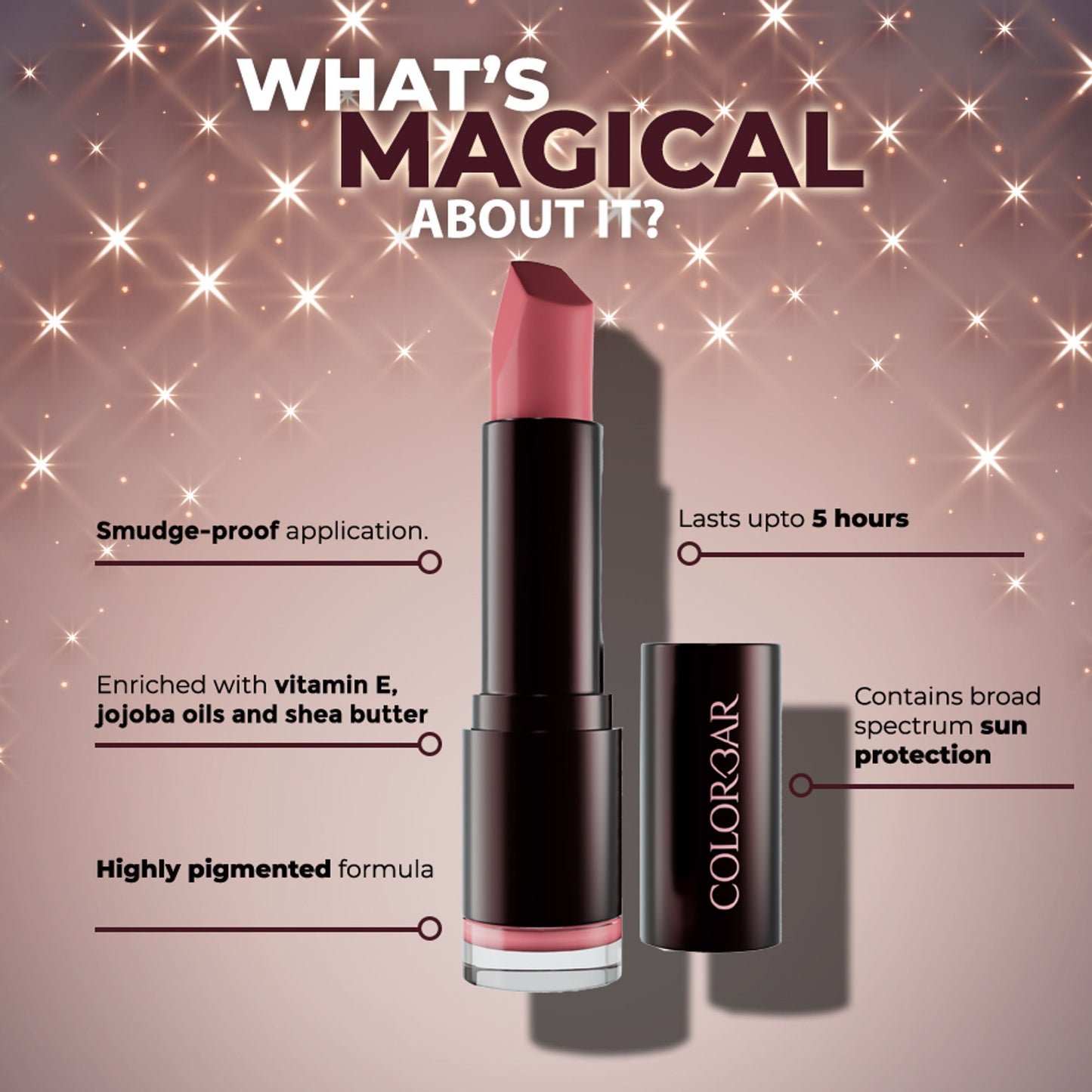 Colorbar Velvet Matte Lipstick - Pink Hearts
