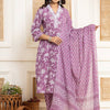 Dhiyona VA Women'sFloral Printed Regular Straight Kurta with Trouser & with Dupatta