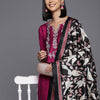 Dhiyona VA Women's Floral Yoke Design Regular Sequinned Kurta with Trousers & Dupatta