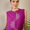 Dhiyona IE Women's Adults-Women Woven Design Embroidered Cotton A-Line Kurta with Palazzos