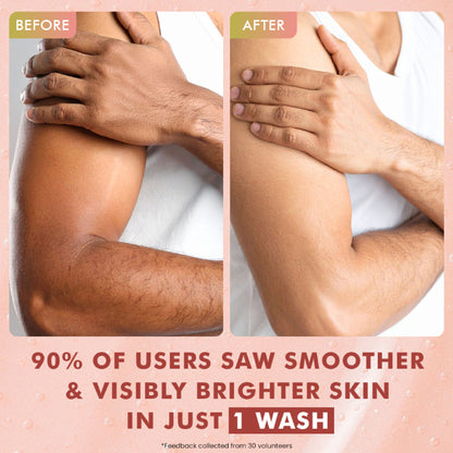 mCaffeine 1% Glycolic Acid Detan Body Wash, 5% Niacinamide-Kojic Acid Reduces Dark Spots & Brightens