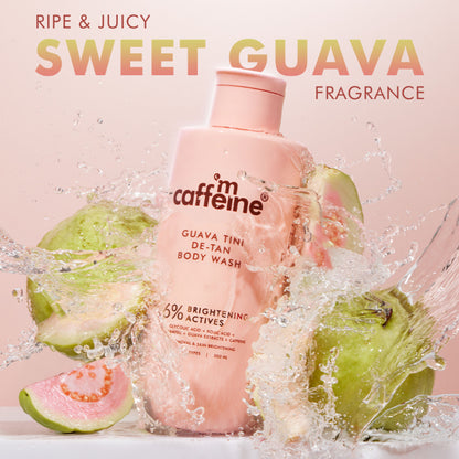 mCaffeine 1% Glycolic Acid Detan Body Wash, 5% Niacinamide-Kojic Acid Reduces Dark Spots & Brightens