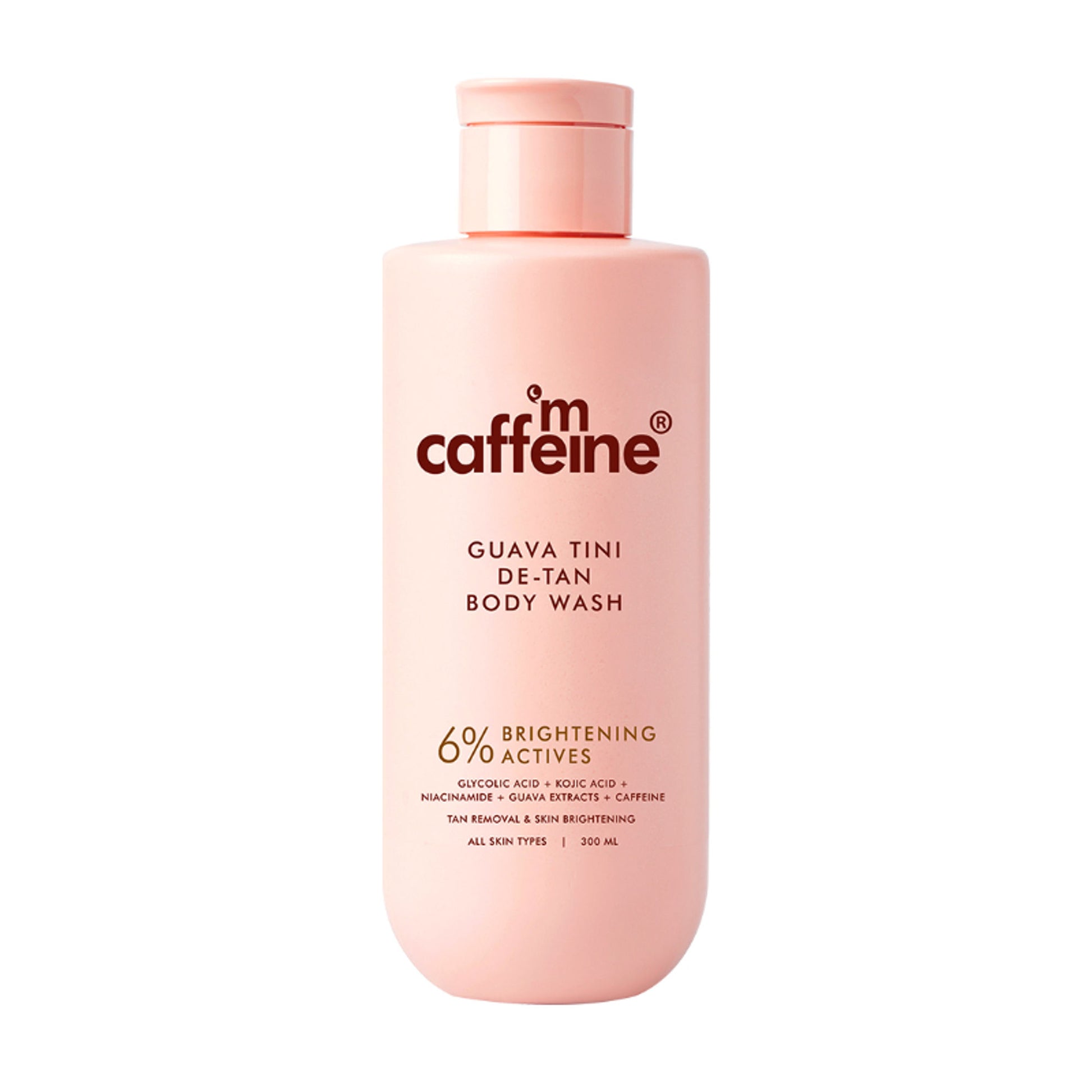 mCaffeine 1% Glycolic Acid Detan Body Wash, 5% Niacinamide-Kojic Acid Reduces Dark Spots & Brightens