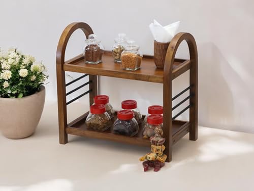 Vesta Homes Wooden Organizer Rack Stand for Kitchen, Bathroom, Countertop & Office 45.5 x 27 x 45 cm