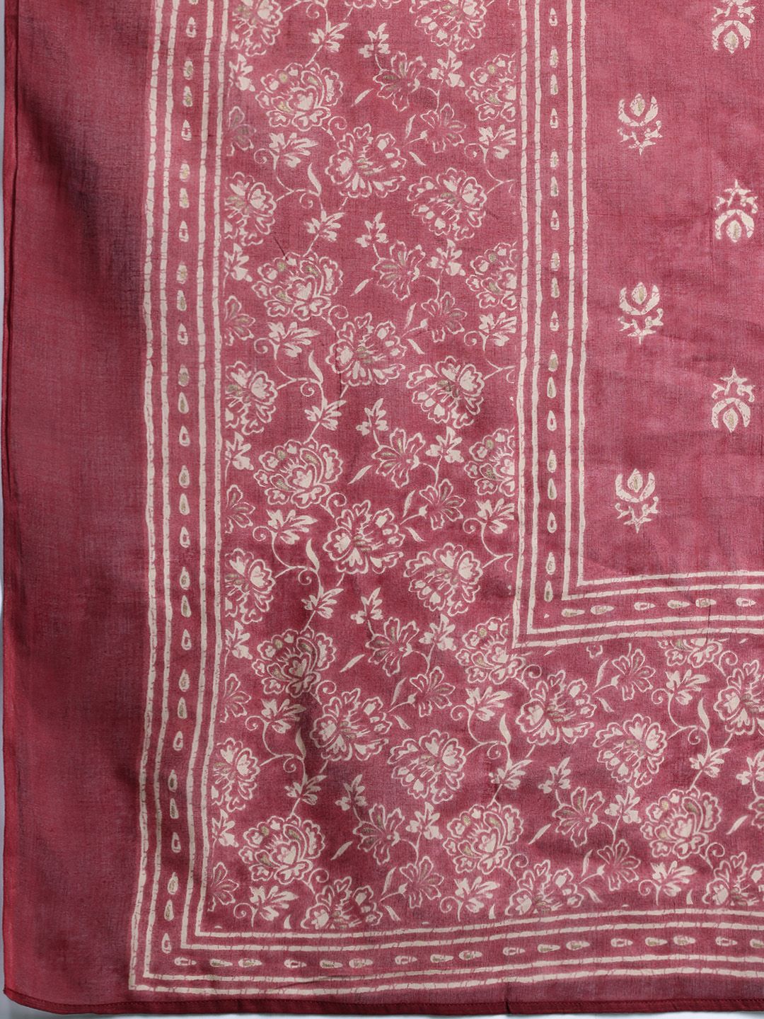 Indyancart IE Floral Printed Empire Pure Cotton Kurta with Trousers & With Dupatta