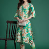 Indyancart IE Women Floral Printed Regular Pure Cotton Kurta with Trousers