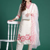 Dhiyona IE Floral Embroidered Pleated Thread Work Kurta with Trousers & With Dupatta
