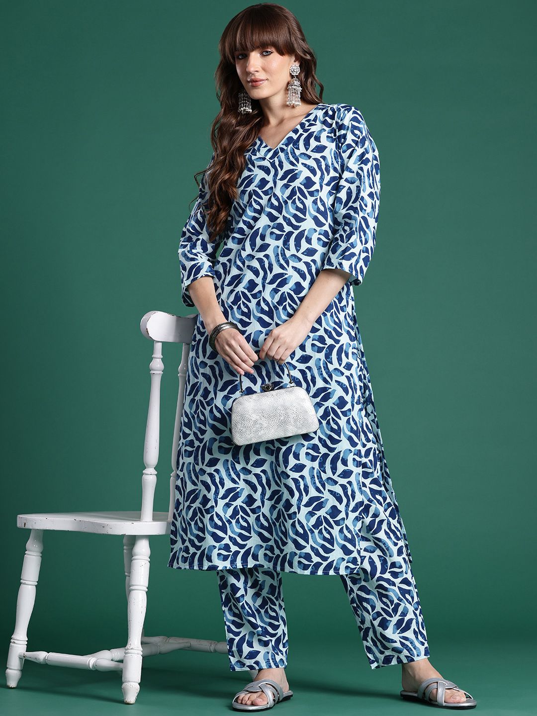 Printed Regular Pure Cotton Kurta & Trousers