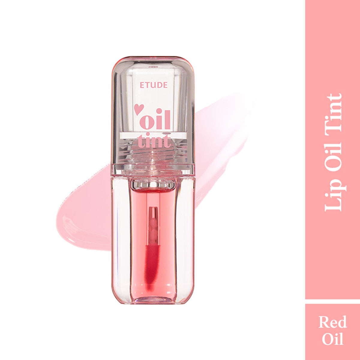 ETUDE Dear Darling Oil Tint in shade 05 Red, showing a close-up of the vibrant red lip tint in a sleek tube.