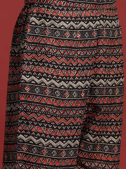 Indyancart IE Floral Printed Pure Cotton Kurta With Trousers & Dupatta