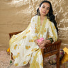 Dhiyona IE Floral Printed Pleated Beads and Stones Pure Cotton Kurta with Trousers & Dupatta