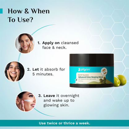 Pilgrim Squalane Glow Sleeping Mask with Alpha Arbutin & Hyaluronic Acid