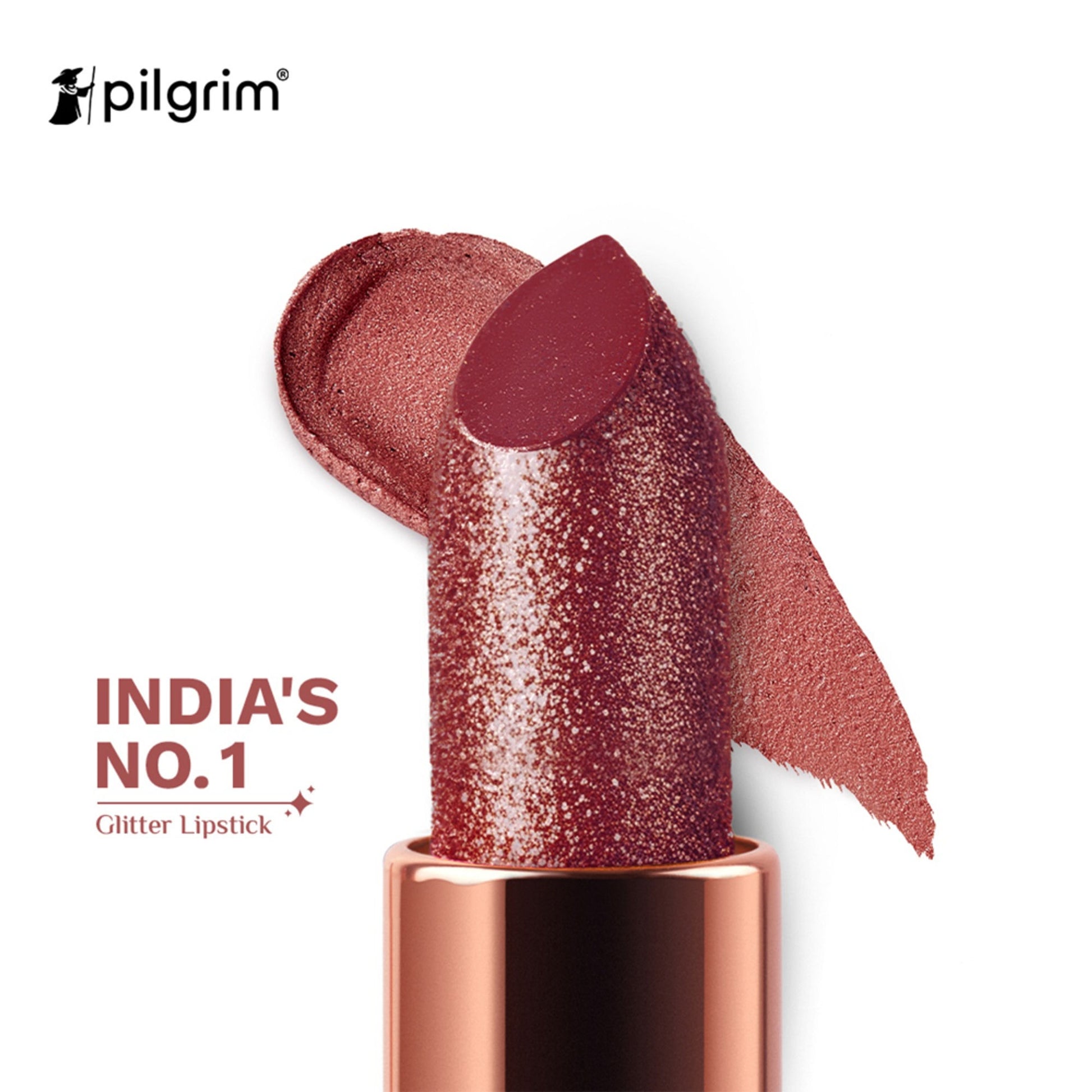 Pilgrim Dubai Bling Glitter Lipstick Soft Matte Finish, Non-Drying with Vitamin E - Jumeirah Jewel01 - Royal Noor05