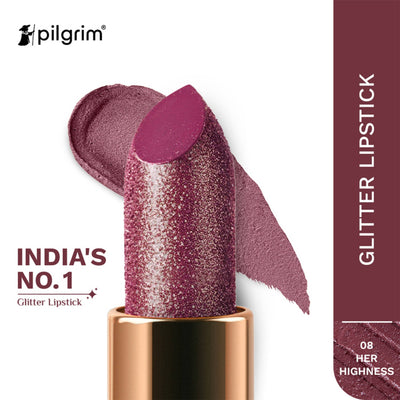 Pilgrim Dubai Bling Glitter Lipstick Soft Matte Finish, Non-Drying with Vitamin E - Her Highness08