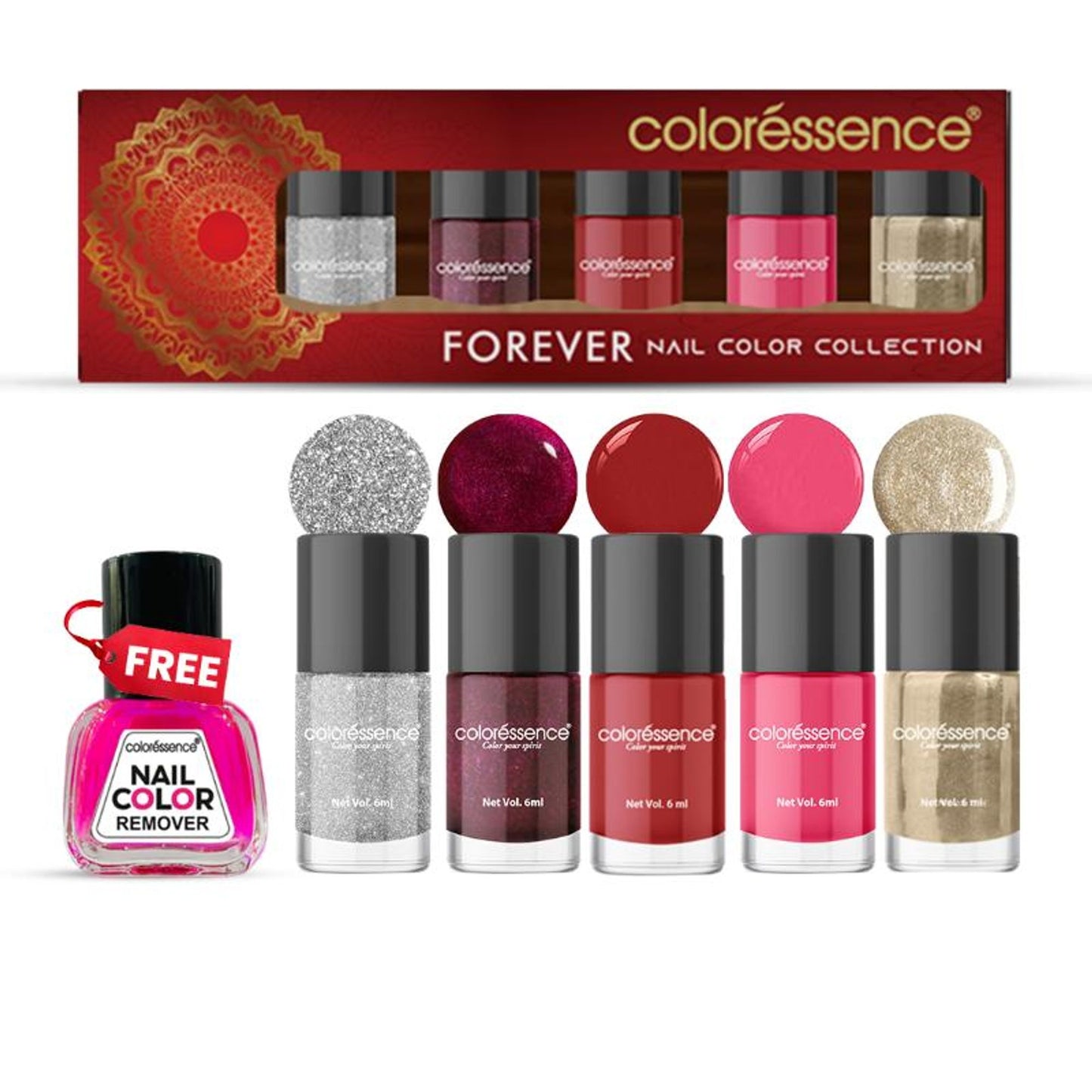 Coloressence Nail Paint Kit With Free Nail Paint Remover - Forever