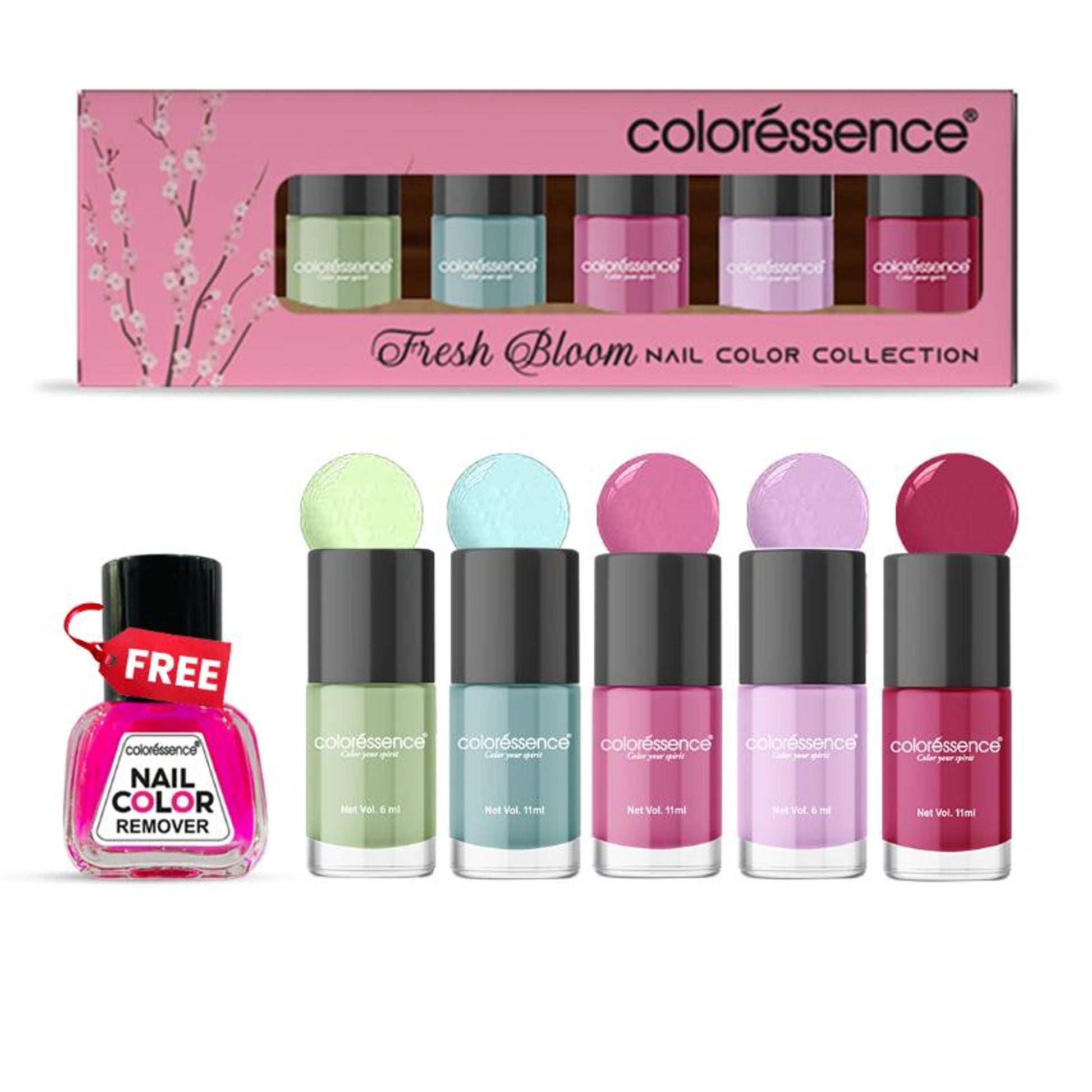 Coloressence Nail Paint Kit With Free Nail Paint Remover - Fresh Bloom