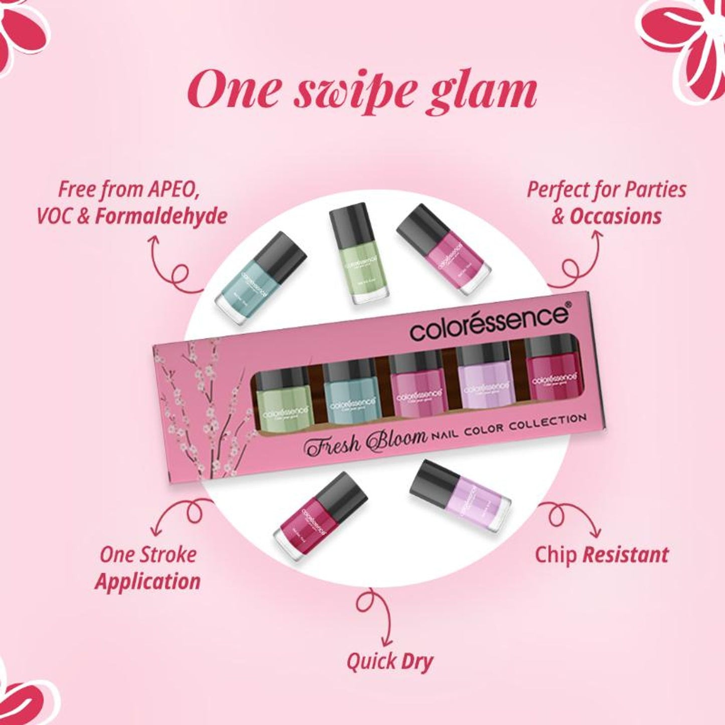Coloressence Nail Paint Kit With Free Nail Paint Remover - Fresh Bloom