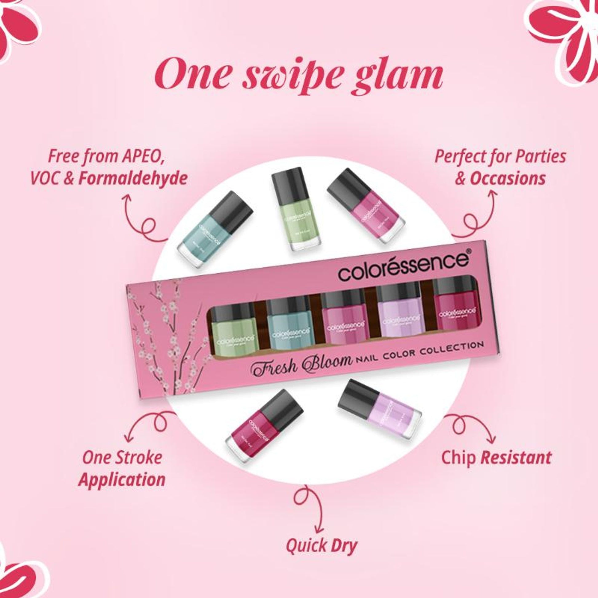 Coloressence Nail Paint Kit With Free Nail Paint Remover - Fresh Bloom