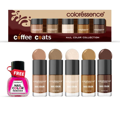 Coloressence Nail Paint Kit With Free Nail Paint Remover - Coffee coats
