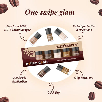 Coloressence Nail Paint Kit With Free Nail Paint Remover - Coffee coats
