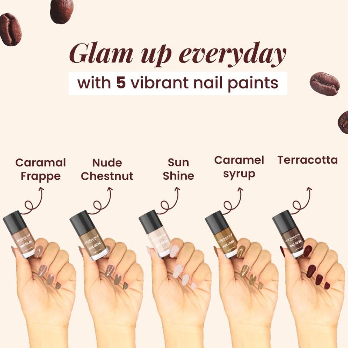 Coloressence Nail Paint Kit With Free Nail Paint Remover - Coffee coats