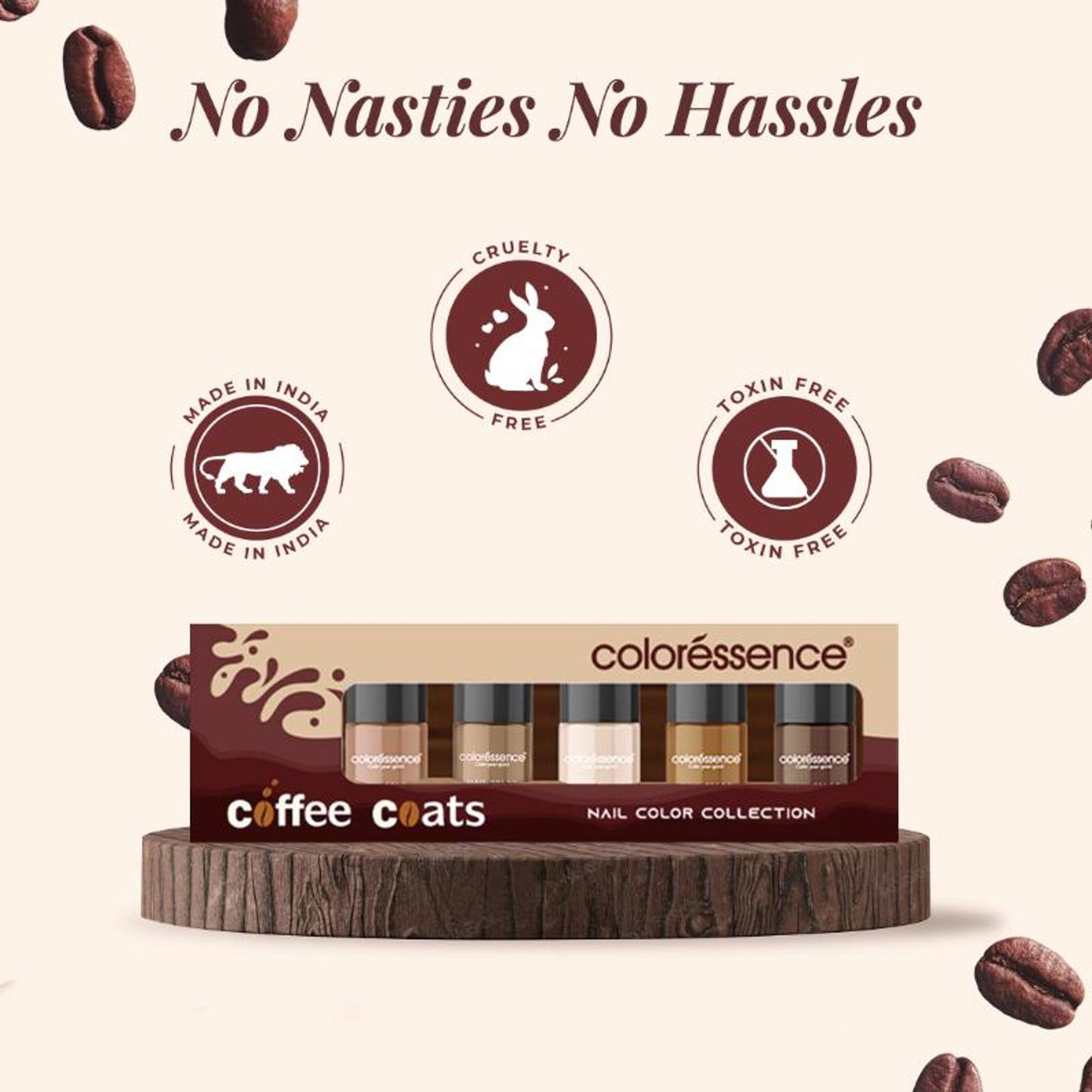 Coloressence Nail Paint Kit With Free Nail Paint Remover - Coffee coats