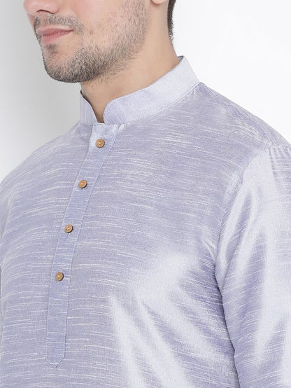 Men's Light Blue Silk Blend Straight Kurta Pyjama Set