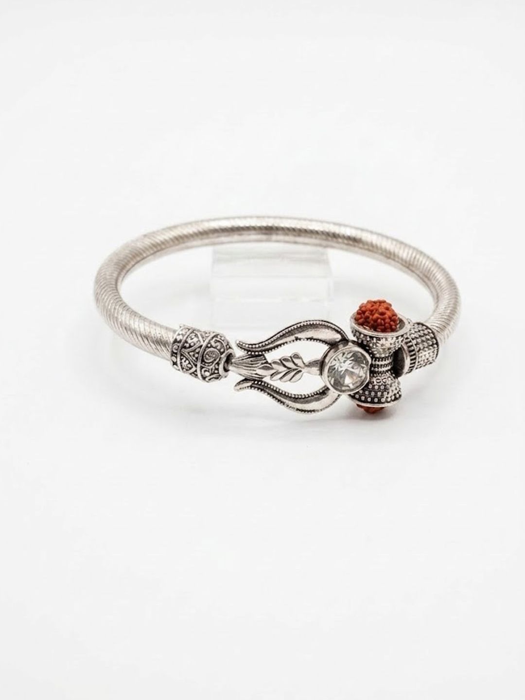 Anouk Silver Plated Trishool Design Rudraksh Rakhi Bracelet