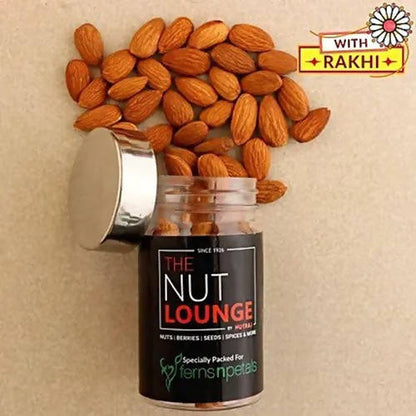 American Diamond Motif Rakhi and Almonds Jar