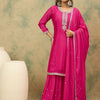 Indyancart VA Women Ethnic Motifs Yoke Design Regular Kurta With Sharara & Dupatta