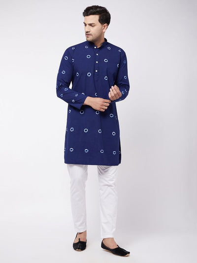 Men's Blue Pure Cotton Straight Kurta Pyjama Set