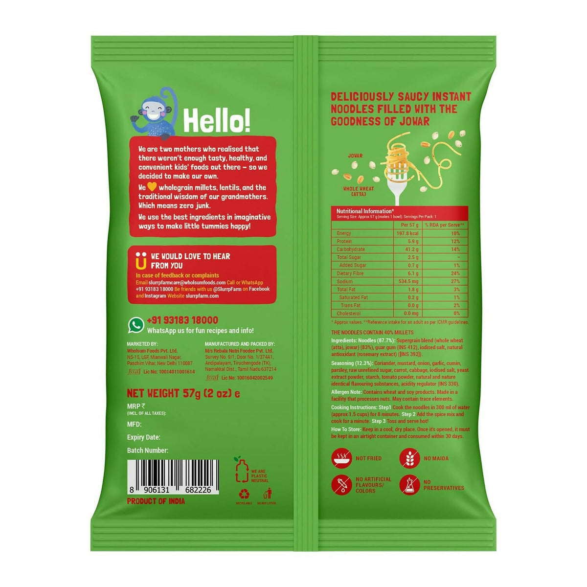 Slurrp Farm No Maida Instant Millet Noodles Combo