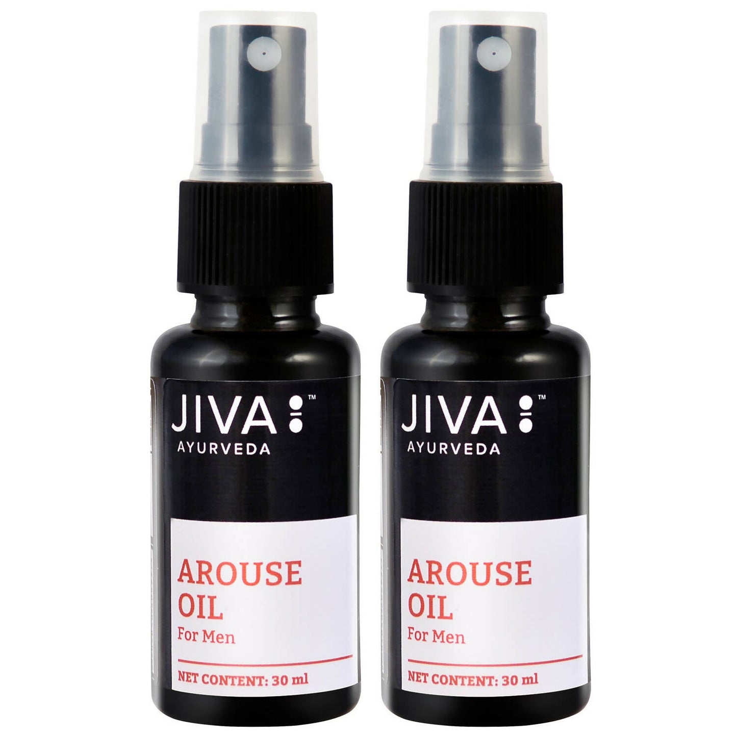 Jiva Ayurveda Arouse Oil in a glass bottle with dropper, Ayurvedic oil used for enhancing vitality and mood.