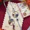 Dhiyona Set Of 2 Artificial Stones Bhaiya Bhabhi Rakhi With Roli Chawal Chandan Mishri