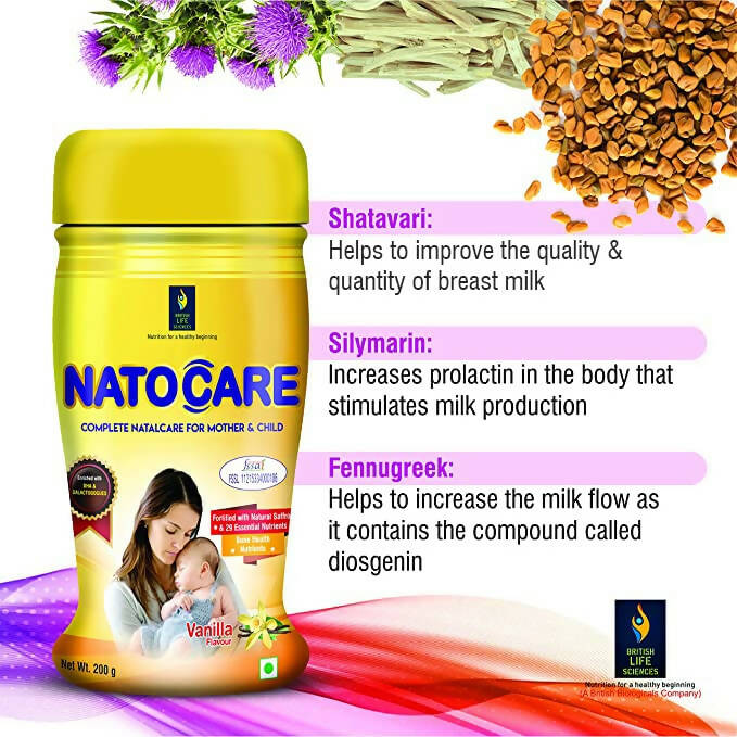 British Life Sciences Natocare Lactation Supplement for Breastfeeding Mothers - Indyancart