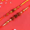Dhiyona Set Of 2 Brown Rudaraksh-Beaded Rakhi With Roli Rice & Greeting Card