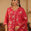 Dhiyona IE Women Floral Embroidered Regular Sequinned Straight Kurta with Trousers & Dupatta