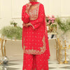 Dhiyona IE Paisley Embroidered Sweetheart Neck Straight Zari Kurta With Palazzos & Dupatta