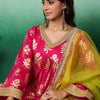 Dhiyona SN Women's Floral Printed Flared Sleeves A-Line Kurta With Trousers & Organza Dupatta