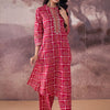 Dhiyona IE Ethnic Motifs Printed Mirror Work Pure Cotton Kurta With Trousers