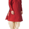 Men's Maroon Silk Blend Straight Kurta and Dhoti Set