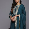 Dhiyona VA Women'sPaisley Embroidered Zari Panelled Kurta With Trousers & Dupatta
