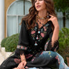Dhiyona IE Women Floral Embroidered Regular Thread Work Pure Silk Kurta with Trousers & With Dupatta