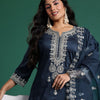 Indyancart IE Ethnic Motifs Embroidered Kurta with Trousers & Dupatta