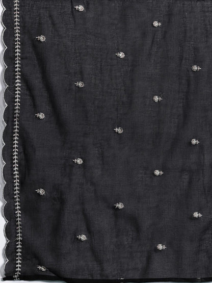 Floral Embroidered Pure Cotton Kurta with Trousers & Dupatta