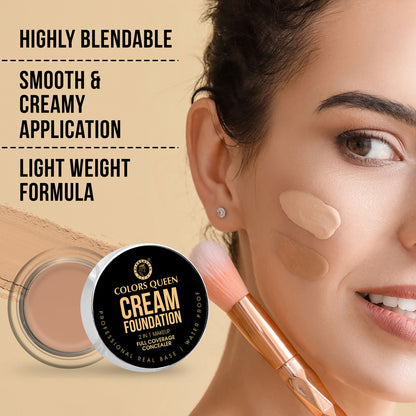 Colors Queen 2 In 1 Cream Waterproof Foundation With Concealer - F26