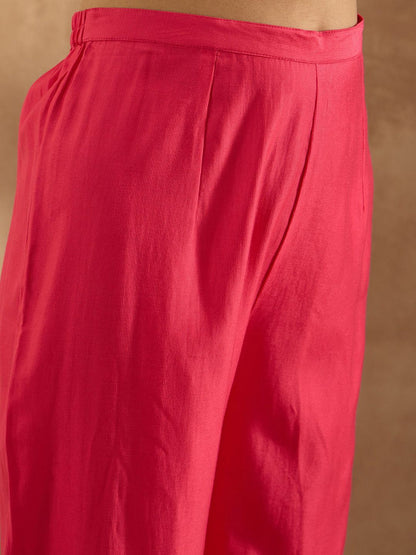 Indyancart IE Embroidered Three-Quarter Sleeves Liva Tunic With Trouser